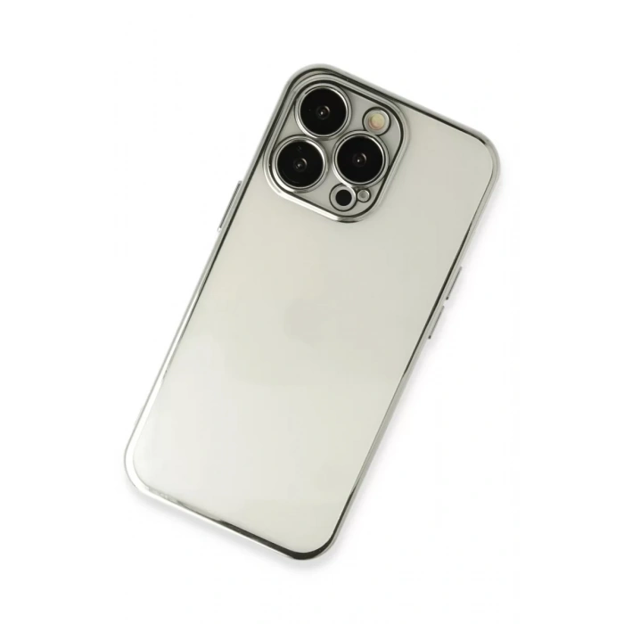 Apple iPhone 13 Pro Kılıf Lensli Silikon - Gümüş