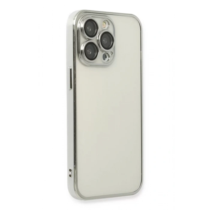 Apple iPhone 13 Pro Kılıf Lensli Silikon - Gümüş