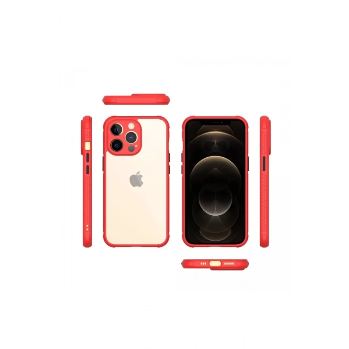 Apple iPhone 13 Pro Kılıf Miami Şeffaf Silikon - Kırmızı