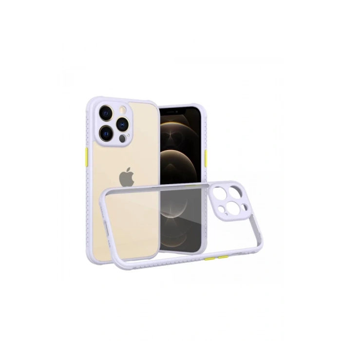 Apple iPhone 13 Pro Kılıf Miami Şeffaf Silikon - Lila