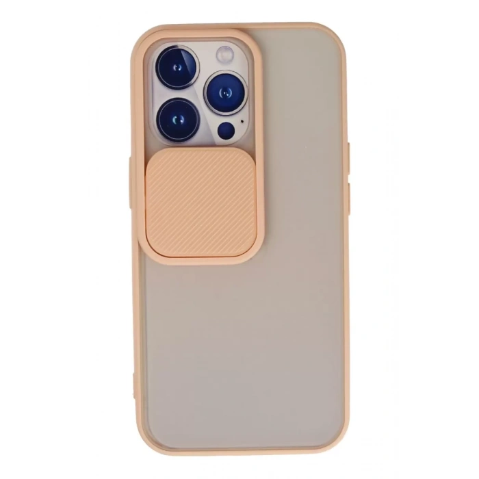 Apple iPhone 13 Pro Kılıf Palm Buzlu Kamera Sürgülü Silikon - Pembe