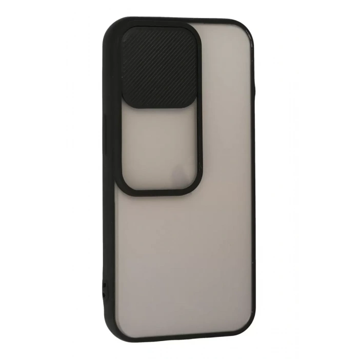 Apple iPhone 13 Pro Kılıf Palm Buzlu Kamera Sürgülü Silikon - Siyah