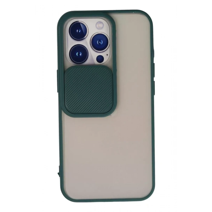 Apple iPhone 13 Pro Kılıf Palm Buzlu Kamera Sürgülü Silikon - Yeşil