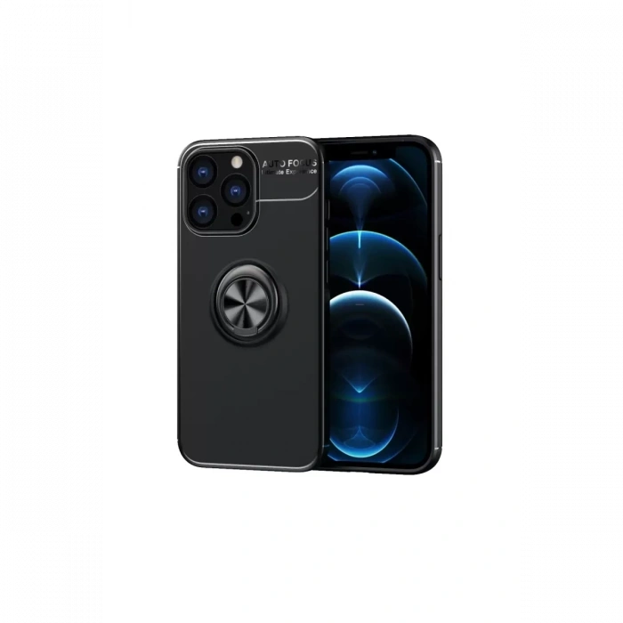 Apple iPhone 13 Pro Kılıf Range Yüzüklü Silikon - Siyah