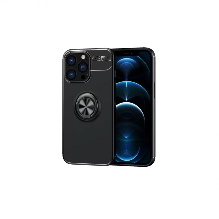 Apple iPhone 13 Pro Kılıf Range Yüzüklü Silikon - Siyah