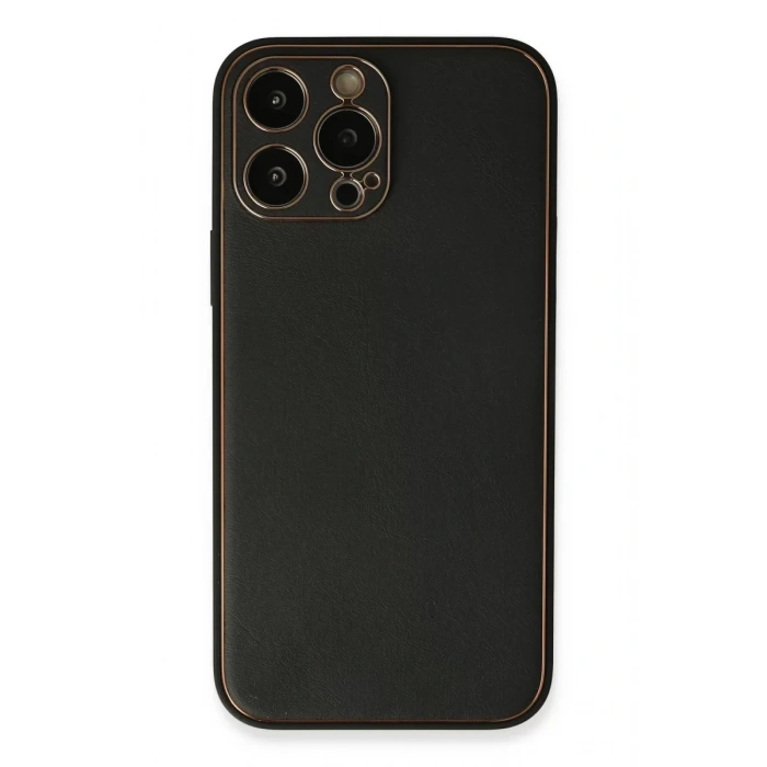 Apple iPhone 13 Pro Max Kılıf Coco Deri Silikon Kapak - Siyah
