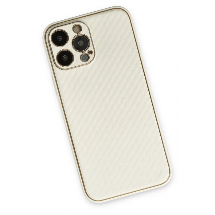 Apple iPhone 13 Pro Max Kılıf Coco Karbon Silikon - Beyaz