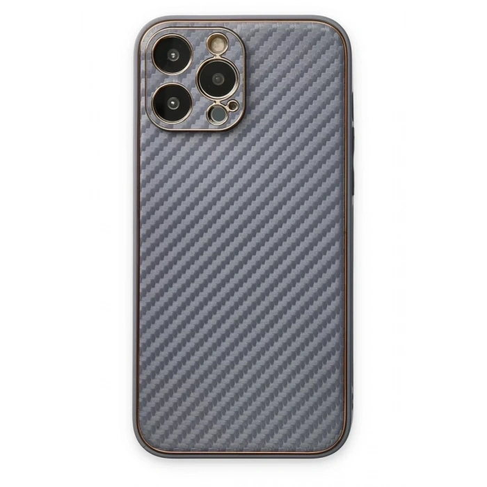 Apple iPhone 13 Pro Max Kılıf Coco Karbon Silikon - Gri