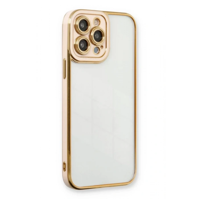 Apple iPhone 13 Pro Max Kılıf Liva Lens Silikon - Pudra