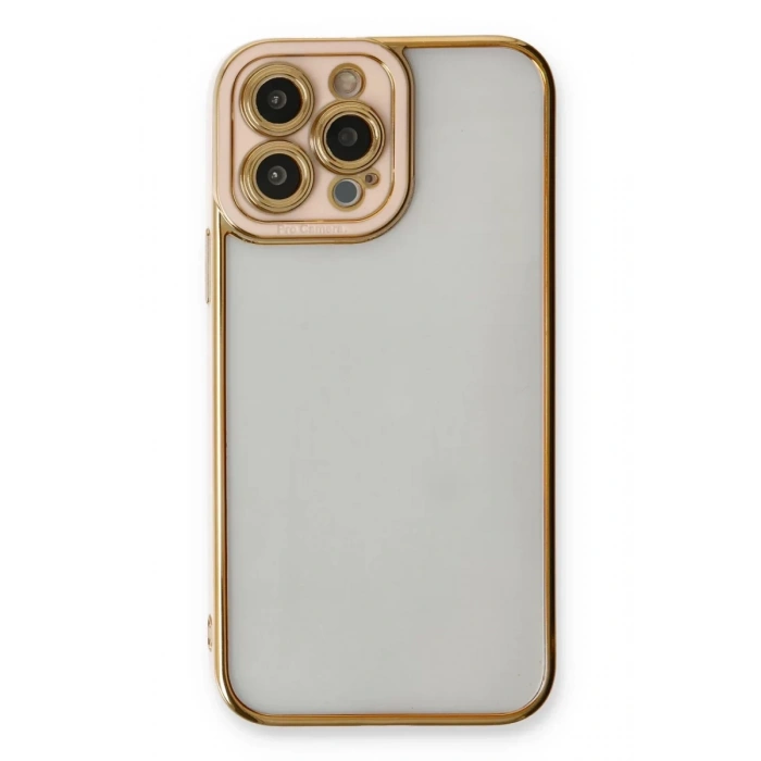 Apple iPhone 13 Pro Max Kılıf Liva Lens Silikon - Pudra