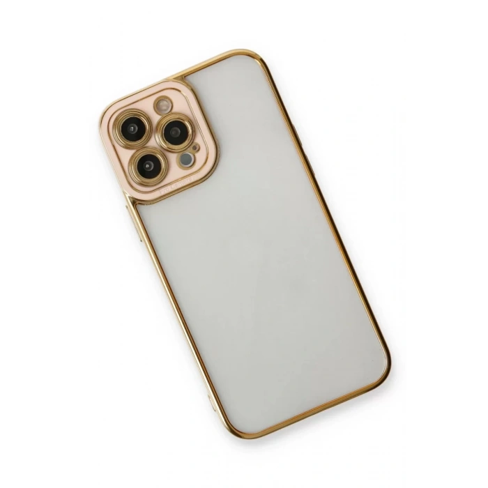 Apple iPhone 13 Pro Max Kılıf Liva Lens Silikon - Pudra