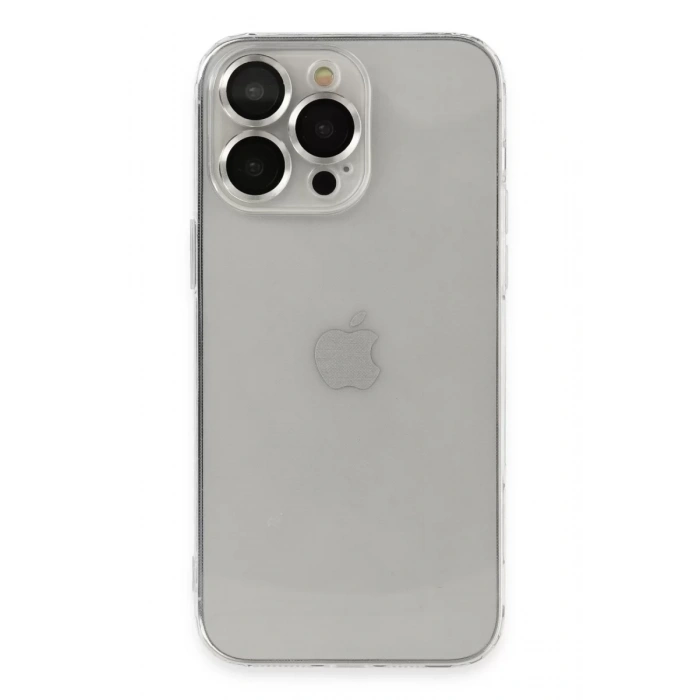 Apple iPhone 13 Pro Max Kılıf Luko Lens Silikon - Gümüş