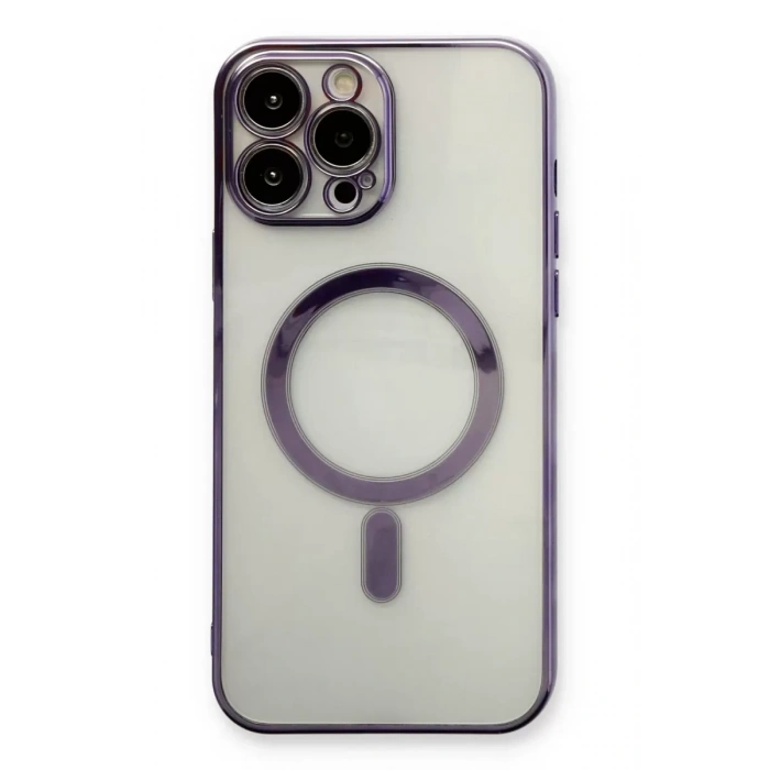 Apple iPhone 13 Pro Max Kılıf Magneticsafe Lazer Silikon - Mor