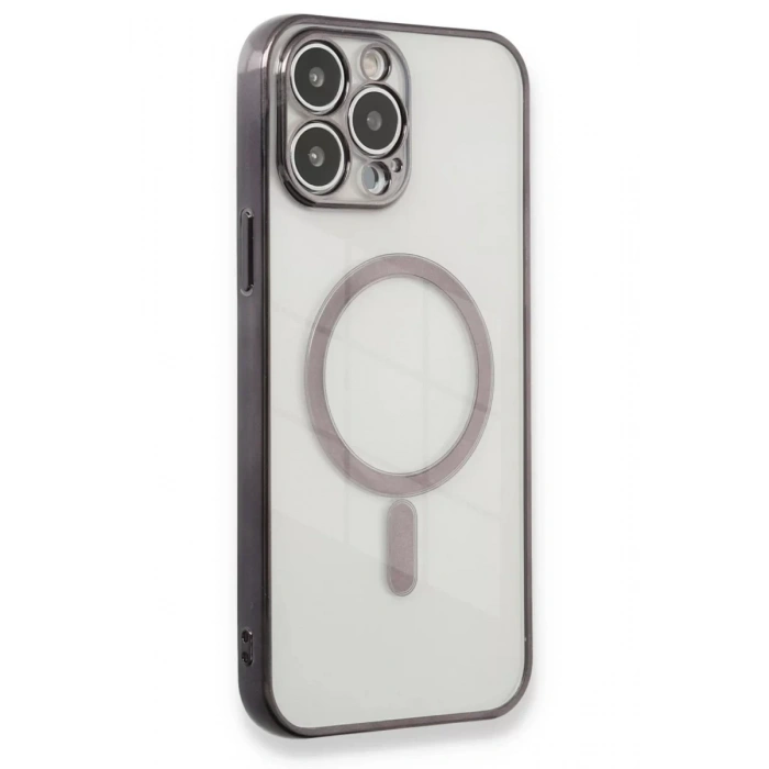 Apple iPhone 13 Pro Max Kılıf Magneticsafe Lazer Silikon - Siyah