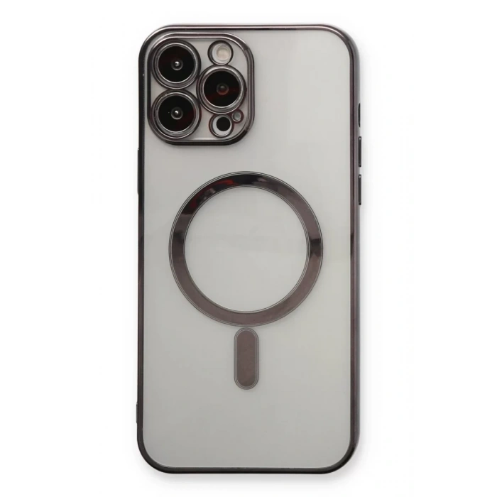 Apple iPhone 13 Pro Max Kılıf Magneticsafe Lazer Silikon - Siyah