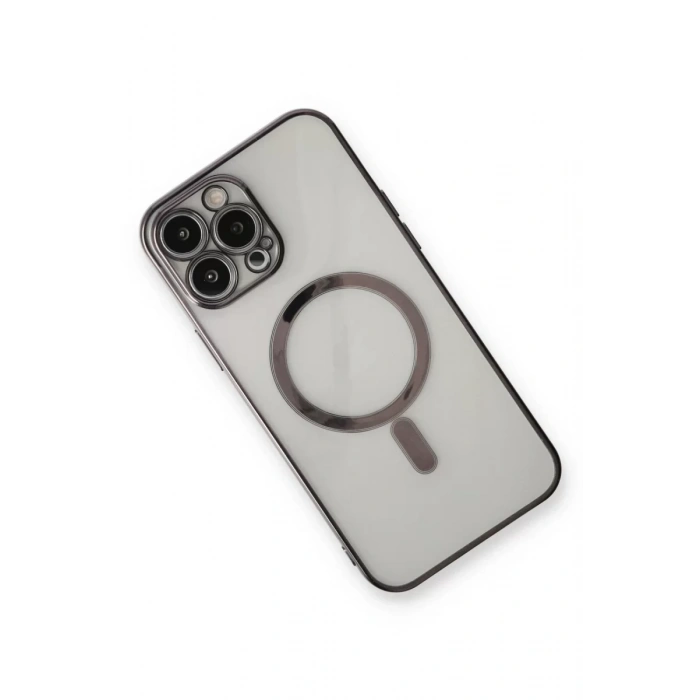 Apple iPhone 13 Pro Max Kılıf Magneticsafe Lazer Silikon - Siyah