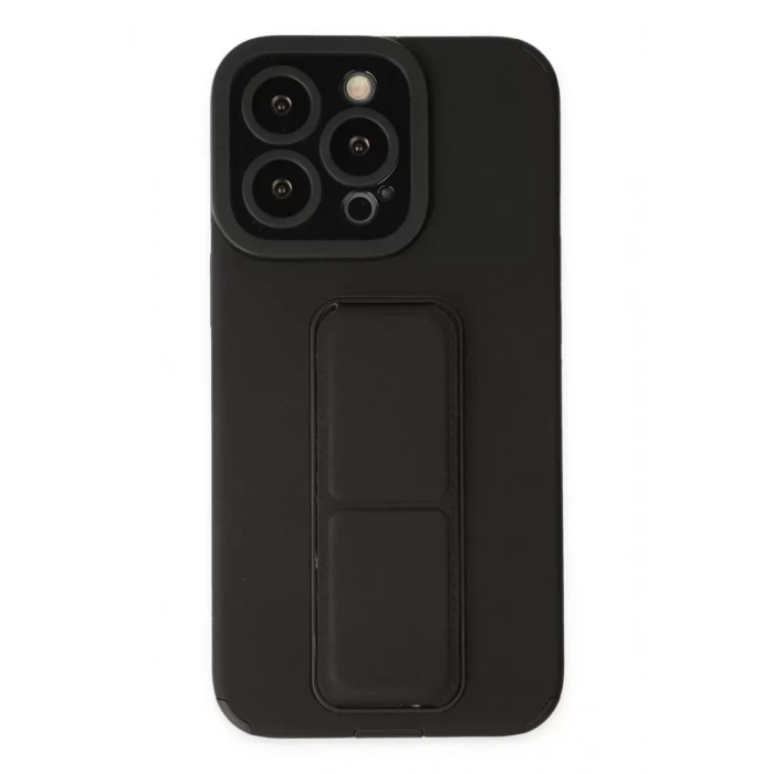 Apple iPhone 13 Pro Max Kılıf Mega Standlı Silikon - Siyah