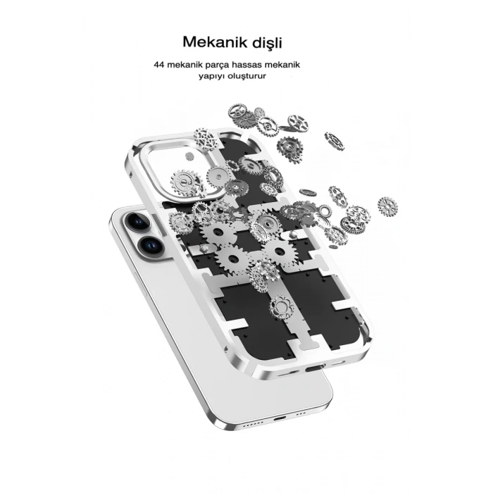 Apple iPhone 13 Pro Max Kılıf Mekanik Bumper Kapak - Siyah