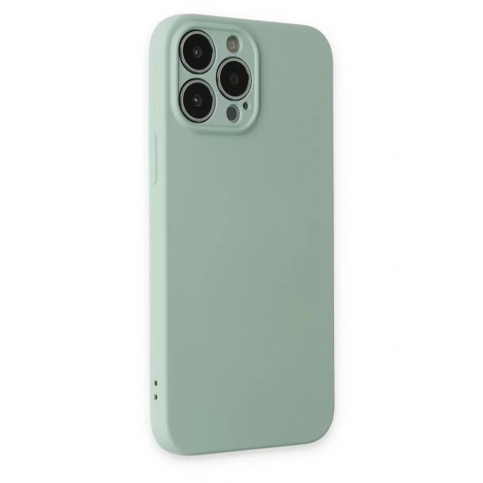 Apple iPhone 13 Pro Max Kılıf Nano içi Kadife Silikon - Su Yeşili