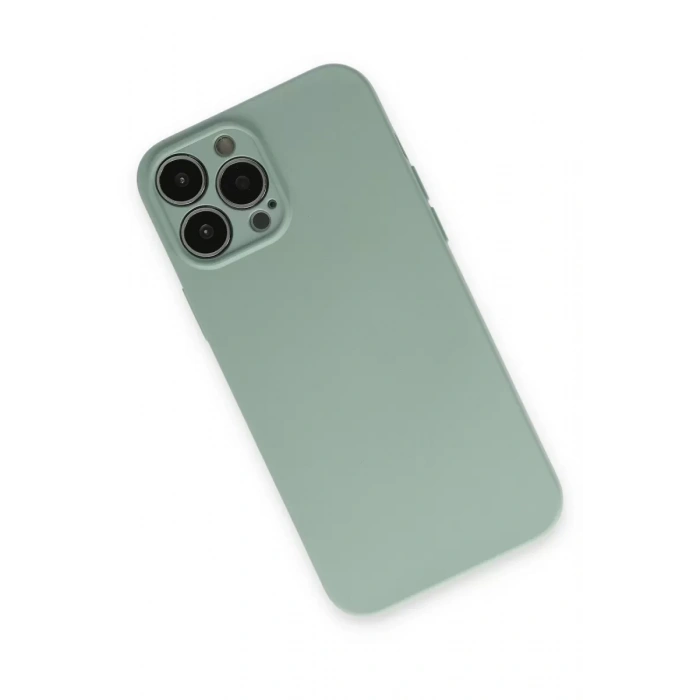 Apple iPhone 13 Pro Max Kılıf Nano içi Kadife Silikon - Su Yeşili