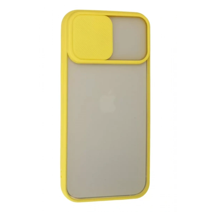 Apple iPhone 13 Pro Max Kılıf Palm Buzlu Kamera Sürgülü Silikon - Sarı