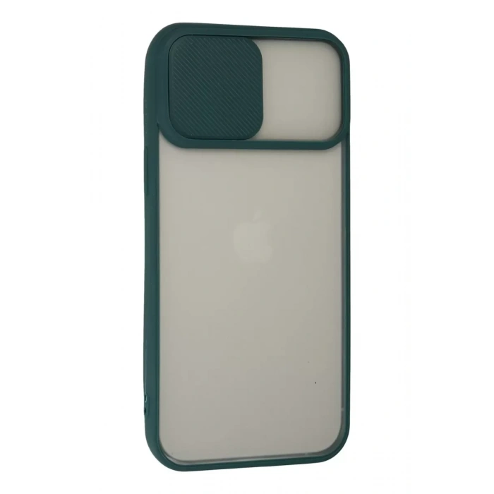 Apple iPhone 13 Pro Max Kılıf Palm Buzlu Kamera Sürgülü Silikon - Yeşil