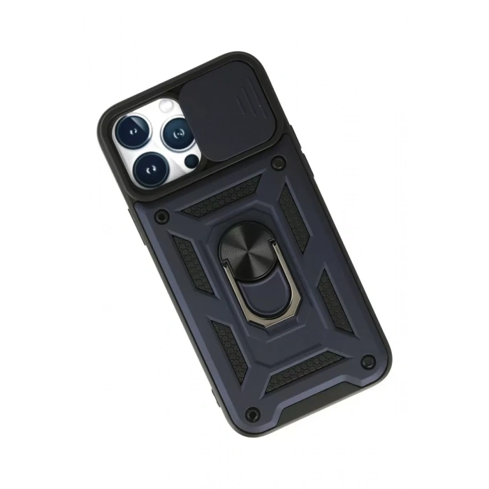 Apple iPhone 13 Pro Max Kılıf Pars Lens Yüzüklü Silikon - Lacivert