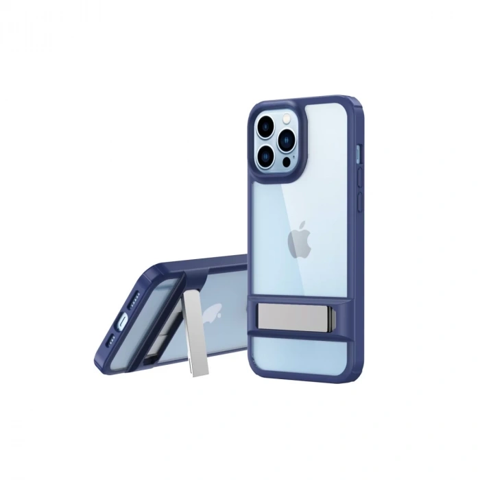 Apple iPhone 13 Pro Max Kılıf Rolet Stand Kapak - Lacivert
