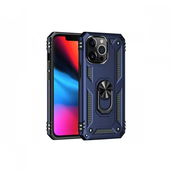 Apple iPhone 13 Pro Max Kılıf Sofya Yüzüklü Silikon Kapak - Lacivert
