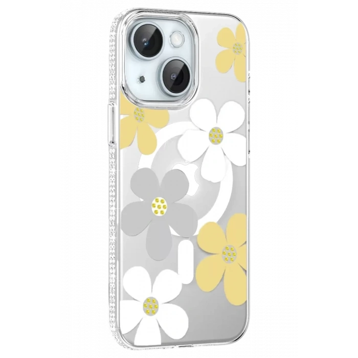 Apple iPhone 14 Floral Magsafe Kapak - Sarı