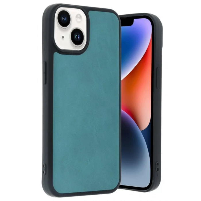 Apple iPhone 14 Kılıf Aras Deri Kapak - Açık Yeşil