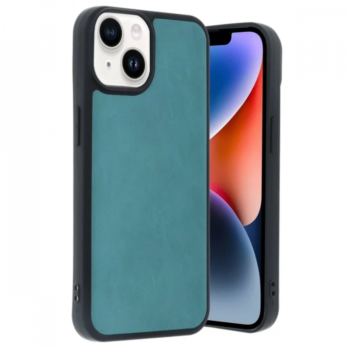 Apple iPhone 14 Kılıf Aras Deri Kapak - Açık Yeşil