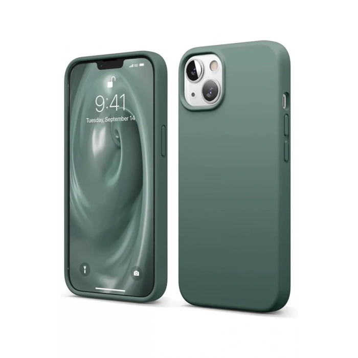 Apple iPhone 14 Kılıf First Silikon - Koyu Yeşil