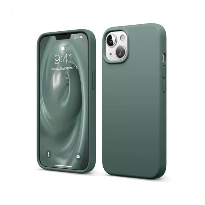 Apple iPhone 14 Kılıf First Silikon - Koyu Yeşil