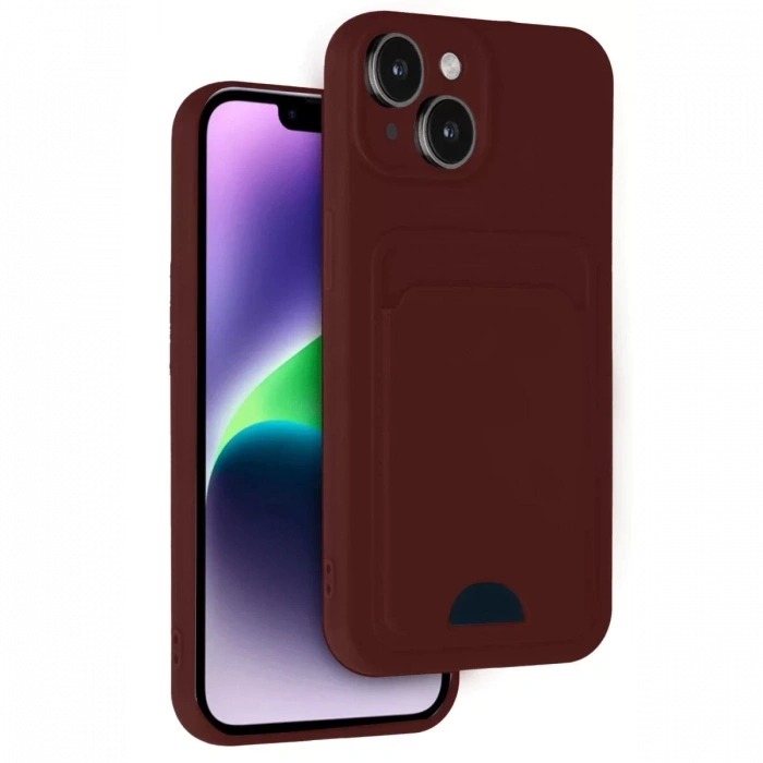 Apple iPhone 14 Kılıf Kelvin Kartvizitli Silikon - Bordo