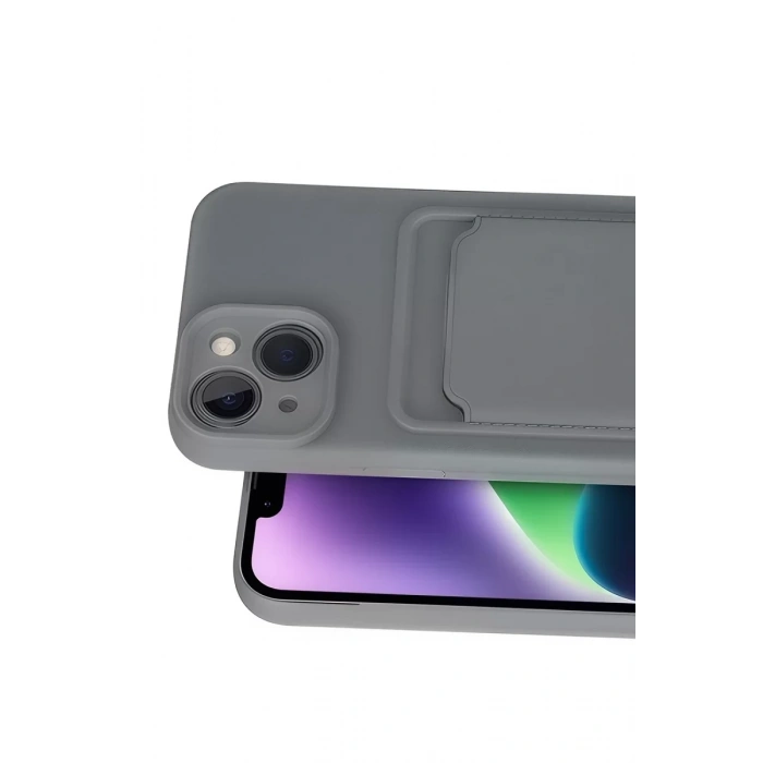Apple iPhone 14 Kılıf Kelvin Kartvizitli Silikon - Gri