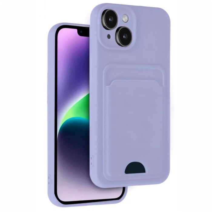 Apple iPhone 14 Kılıf Kelvin Kartvizitli Silikon - Lila