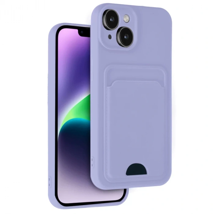 Apple iPhone 14 Kılıf Kelvin Kartvizitli Silikon - Lila
