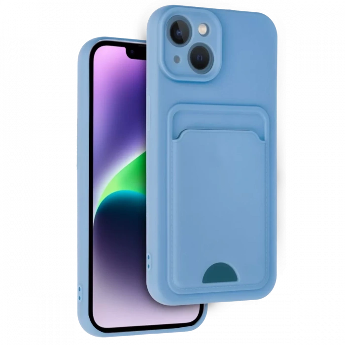 Apple iPhone 14 Kılıf Kelvin Kartvizitli Silikon - Mavi