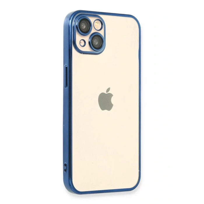 Apple iPhone 14 Kılıf Lensli Silikon - Açık Mavi