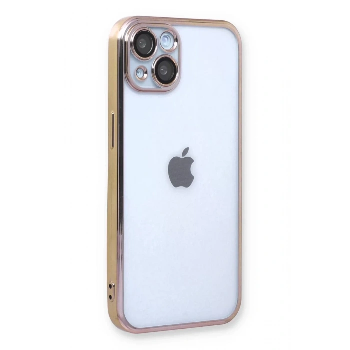 Apple iPhone 14 Kılıf Lensli Silikon - Gold