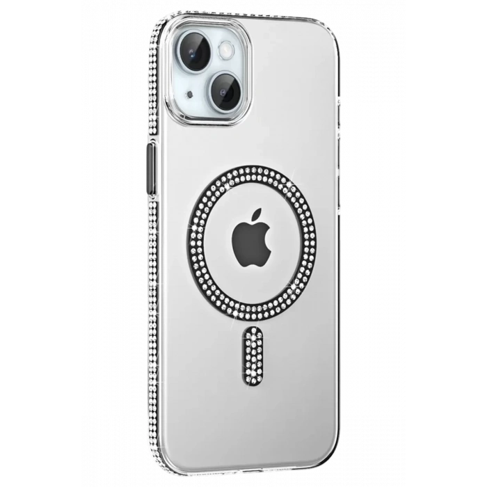 Apple iPhone 14 Move Taşlı Magsafe Kapak - Siyah