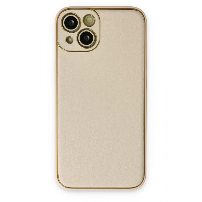 Apple iPhone 14 Plus Kılıf Coco Deri Silikon Kapak - Gold