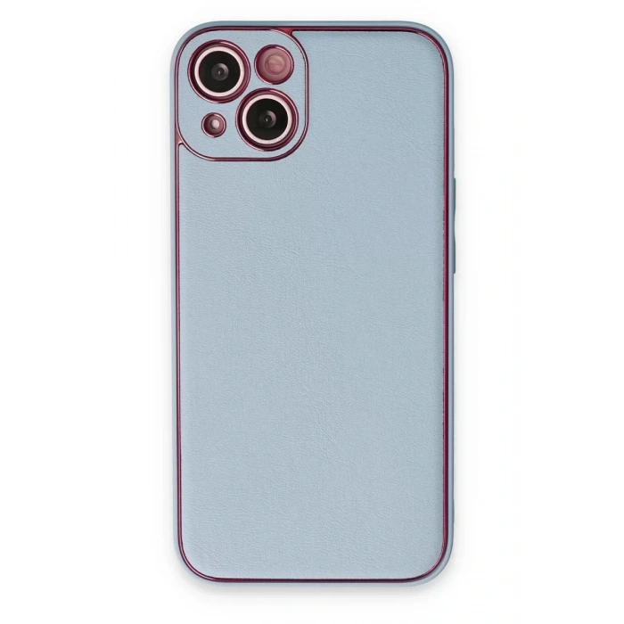 Apple iPhone 14 Plus Kılıf Coco Deri Silikon Kapak - Sky Blue