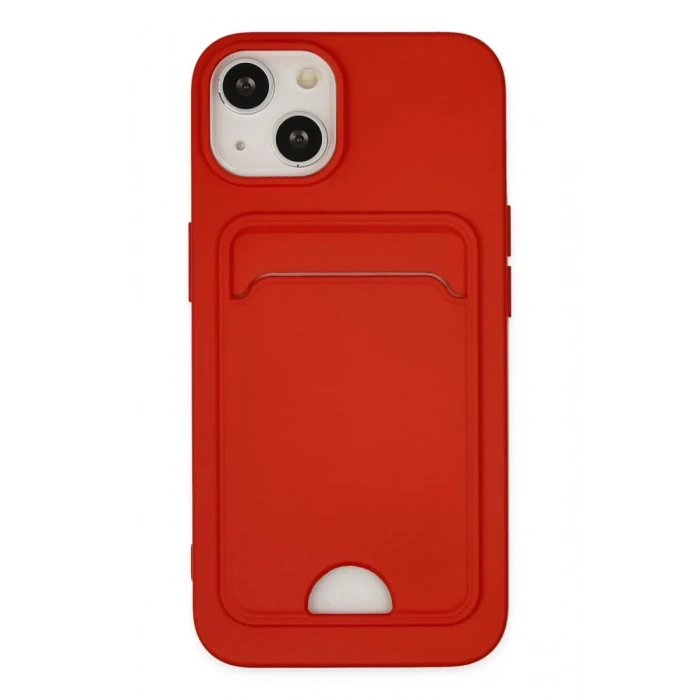 Apple iPhone 14 Plus Kılıf Kelvin Kartvizitli Silikon - Kırmızı