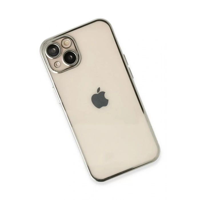 Apple iPhone 14 Plus Kılıf Lensli Silikon - Gümüş