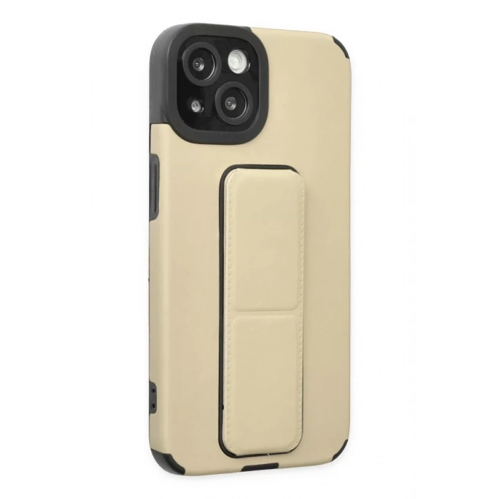 Apple iPhone 14 Plus Kılıf Mega Standlı Silikon - Gold