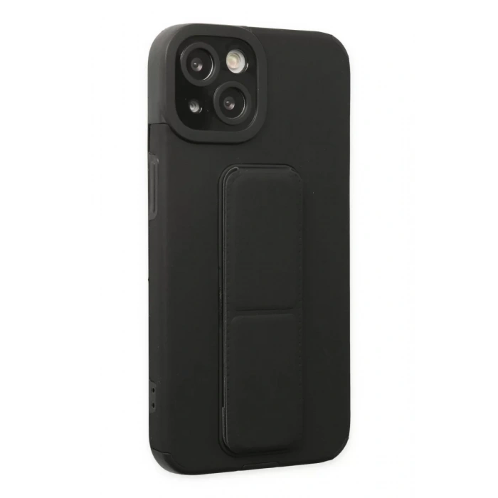 Apple iPhone 14 Plus Kılıf Mega Standlı Silikon - Siyah