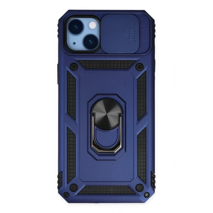 Apple iPhone 14 Plus Kılıf Pars Lens Yüzüklü Silikon - Lacivert