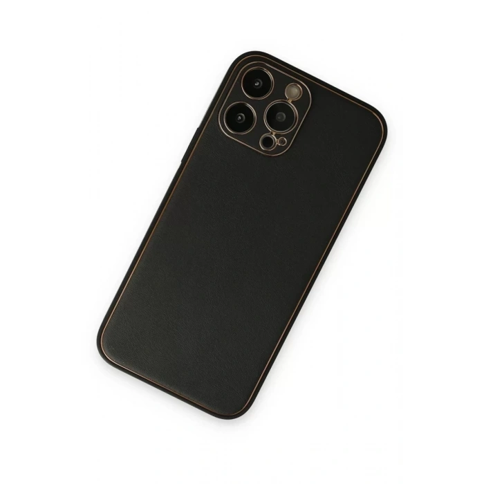 Apple iPhone 14 Pro Kılıf Coco Deri Silikon Kapak - Siyah